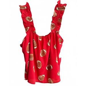 NEW ADRIENNE women's football ruffle tank top in red